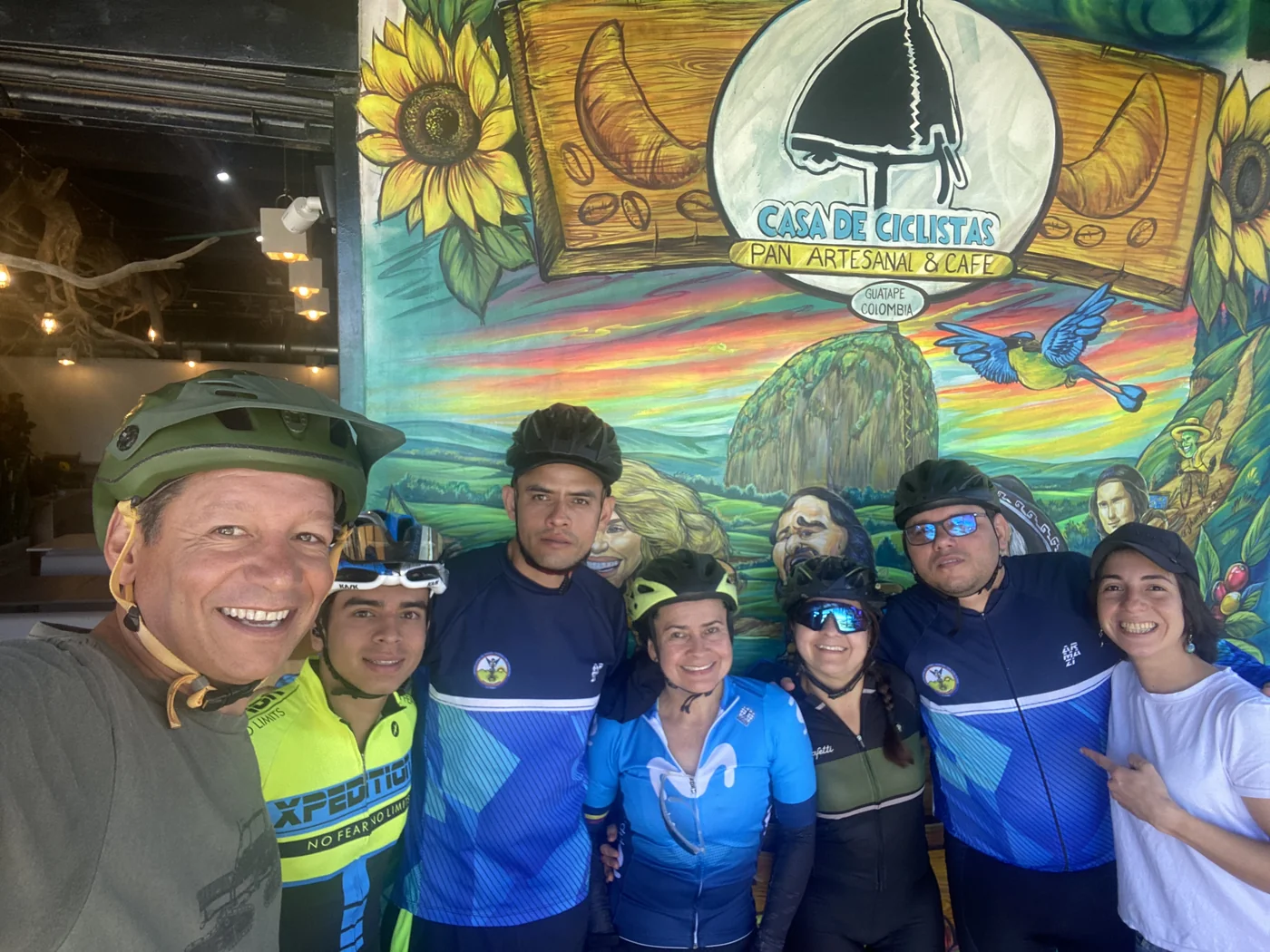 Mountain Bike Colombia crew at Casa de Ciclistas mural